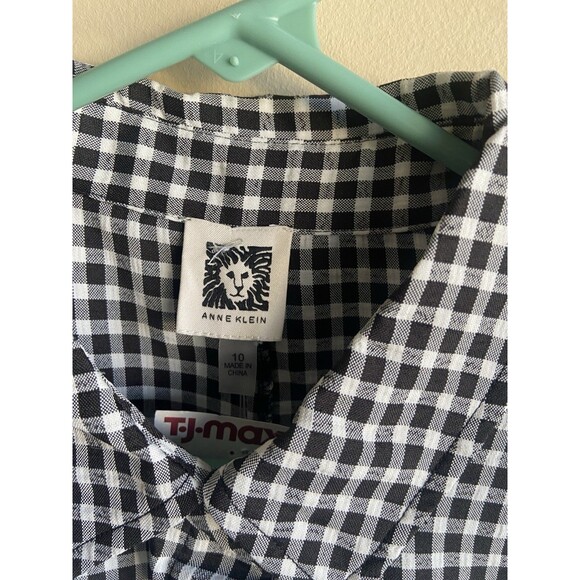 NWT Anne Klein Collared Striped Gingham Knee Length Dress 10 Sleeveless Belt - Picture 6 of 12